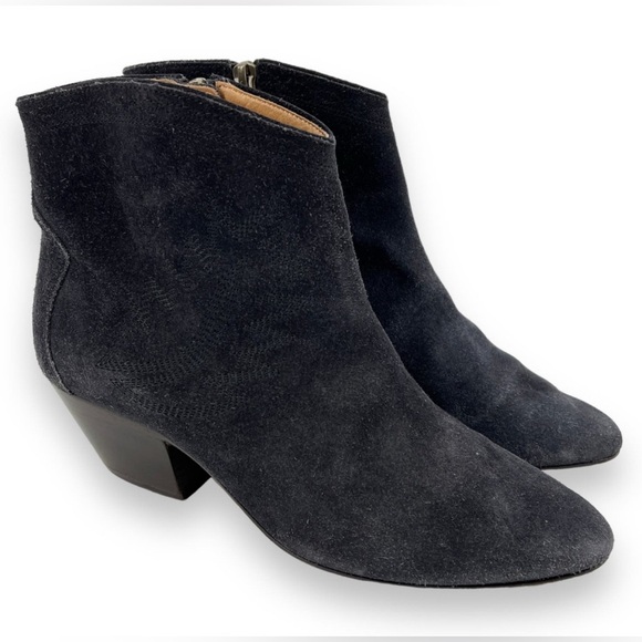 Isabel Marant Daken Suede Blue Western Embroidered Ankle Boots Size 38 EU 8US - Picture 1 of 8
